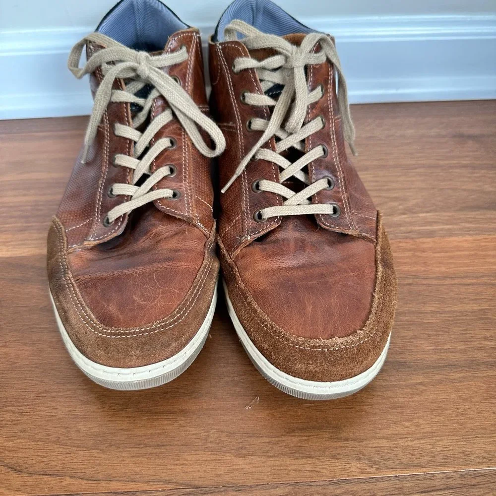 Bull Boxer Laytone Sneakers Men 13 Brown Leather Mid Top Lace Up Chukka Shoes - Picture 6 of 11